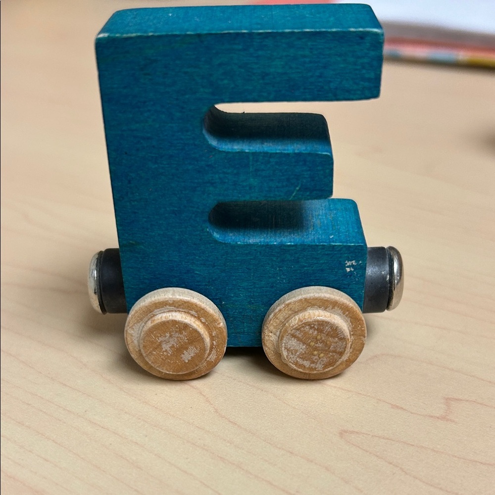 Name Trains Wooden Blue Letter E Toy Car